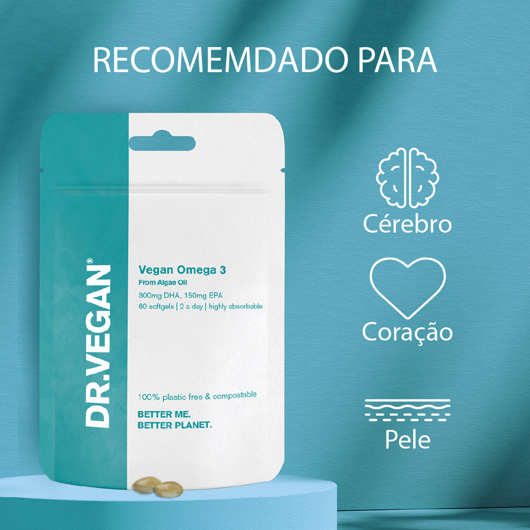 DR.VEGAN Omega 3 | Suplementos à base de plantas | Adequado para veganos | 60 cápsulas moles | Dois por dia