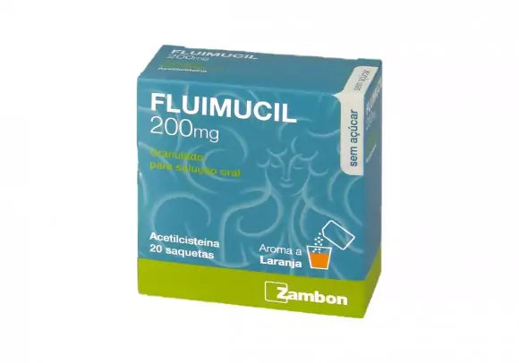 Fluimucil 200mg – 20 saquetas para fluidificar o muco e aliviar problemas respiratórios com expetoração