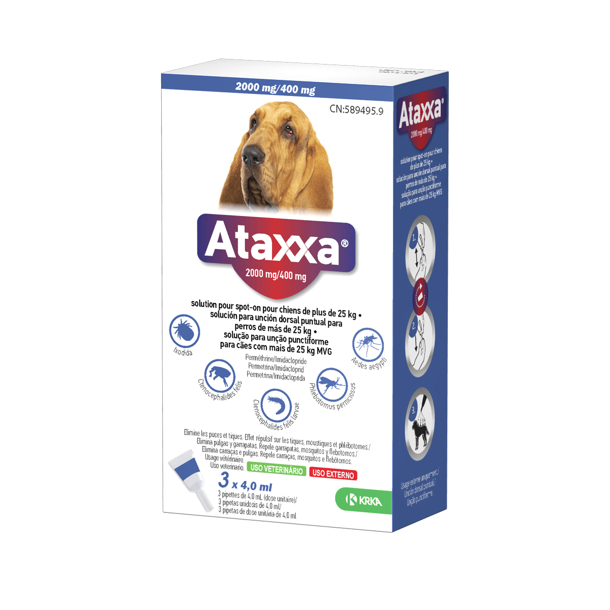 ATAXXA SOL PIP 2000/400MG X 3 CAO >25KG