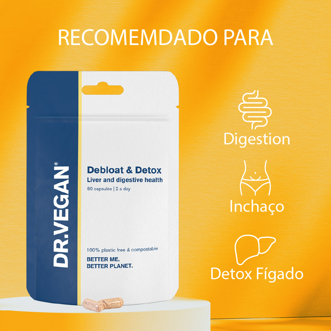 DR.VEGAN Debloat & Detox | Inchaço, digestão, suporte ao fígado | Vitaminas e suplementos | 60 cápsulas - 30 dias de uso