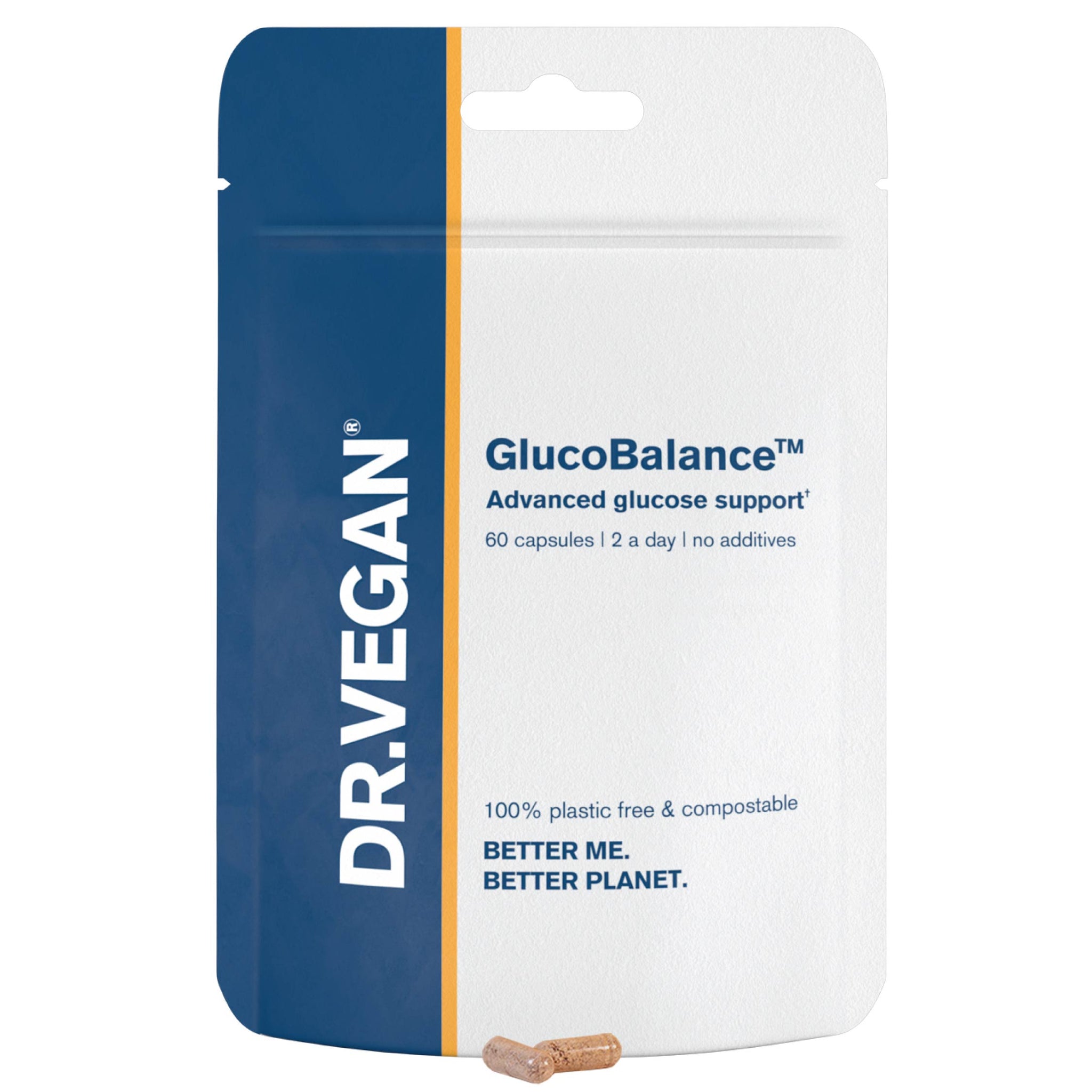 DR.VEGAN GlucoBalance | Suplemento à base de plantas | Controlo de açúcar no sangue | 60 Cápsulas | 2 por dia -  30 dias de uso | Crómio 200 µg | Vinagre de Maçã 250g | Canela 750g | Metabolismo da Glicose no Sangue