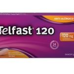 Embalagem de Telfast 120mg com 20 comprimidos – tratamento para rinite alérgica sazonal