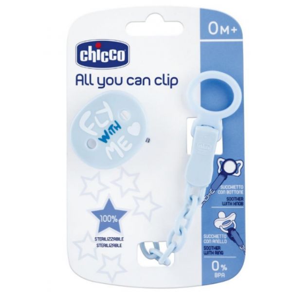 Chicco All You Can Clip Chupeta Azul +0M