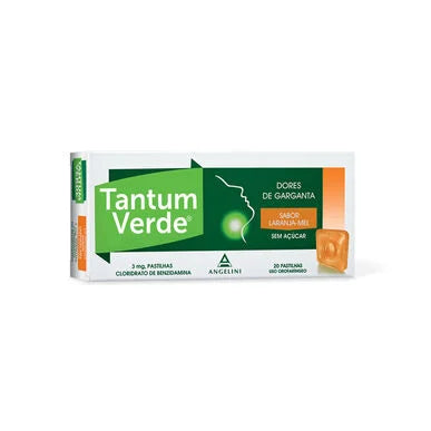 Tantum Verde Laranja e Mel Sem Açucar 3 mg x 20 pastilhas