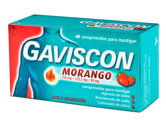Gaviscon Morango 250 mg + 133.5 mg + 80 mg Comp Mast 48