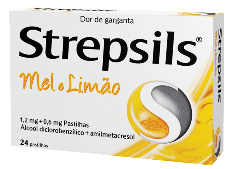 Strepsils - Pastilhas antissépticas para dor de garganta com sabor a mel e limão