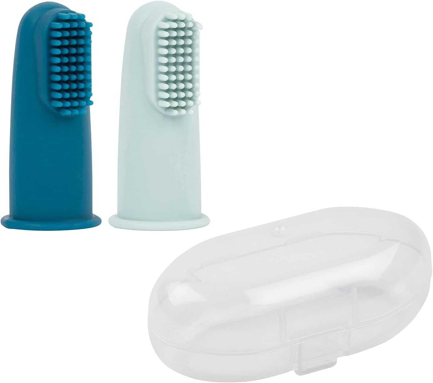 Nattou Escova de Dentes Silicone Azul com Estojo x 2