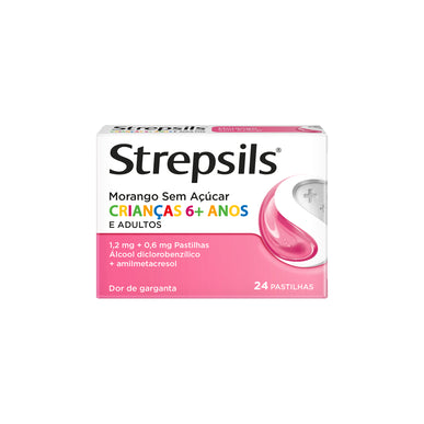 Strepsils Morango Sem Açúcar x 24 pastilhas