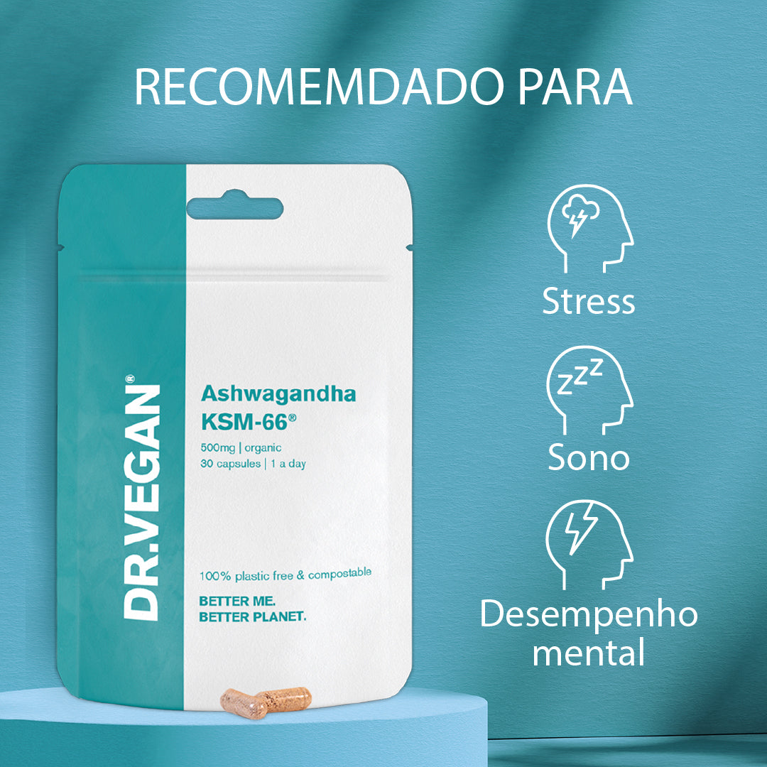 DR.VEGAN Daily Ashwagandha KSM-66 | 500mg | Raiz de Ashwagandha | 30 Cápsulas | Uma por dia