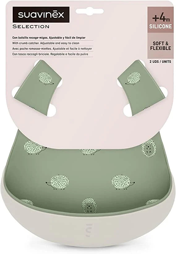 Suavinex Babete Silicone Verde/Cinza 2 Unidades