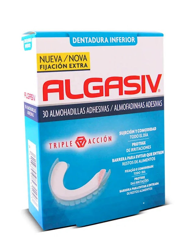 Algasiv Almofada Adesiva Prótese Dentária Inferior 18 Unidades com Oferta de 12 Unidades