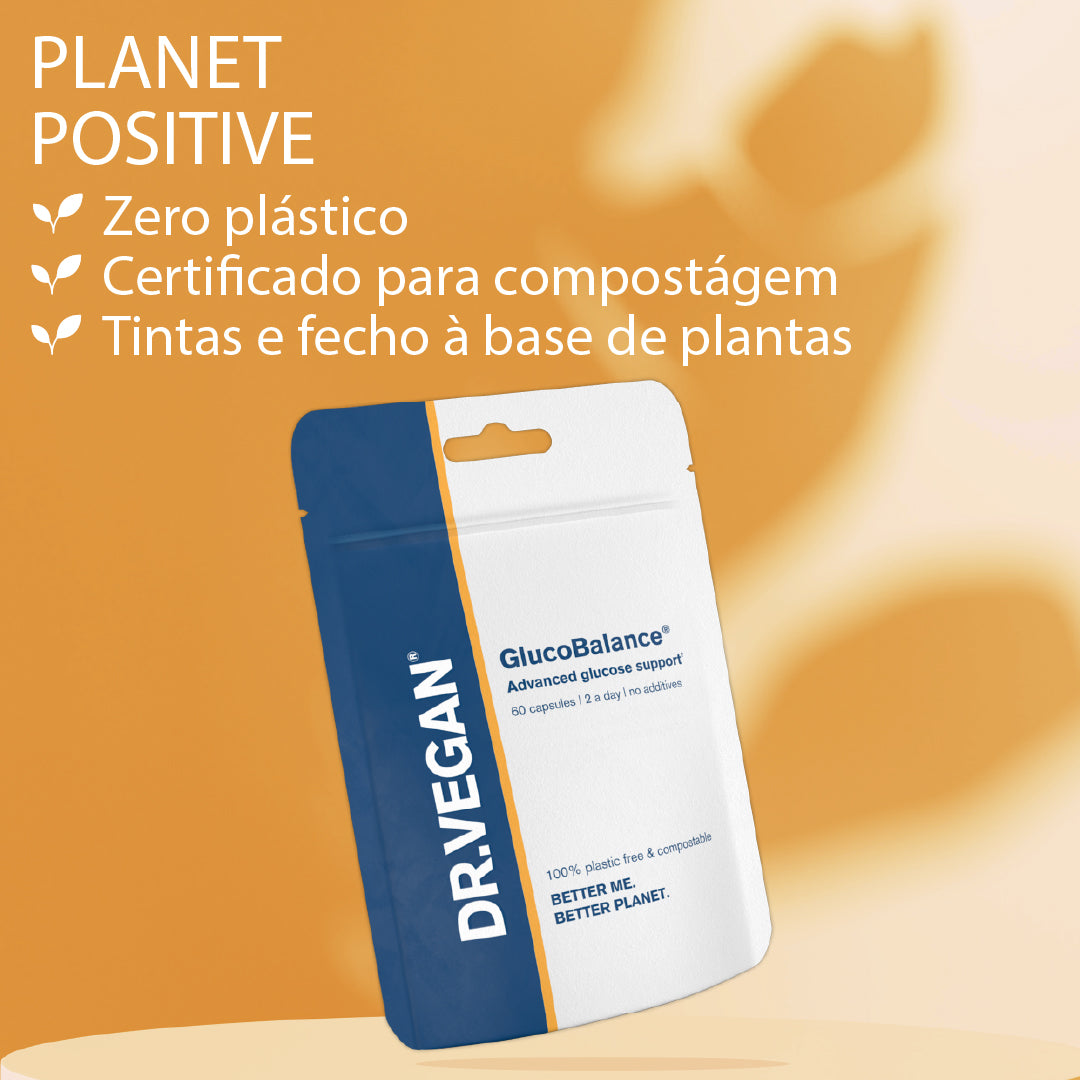 DR.VEGAN GlucoBalance | Suplemento à base de plantas | Controlo de açúcar no sangue | 60 Cápsulas | 2 por dia -  30 dias de uso | Crómio 200 µg | Vinagre de Maçã 250g | Canela 750g | Metabolismo da Glicose no Sangue