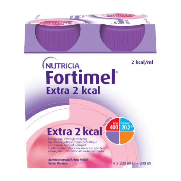 Fortimel Extra 2Kcal Solução de Morango 200ml x 4 Frascos