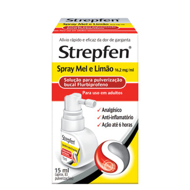 Strepfen Spray Mel e Limão 16,2 mg/ml x 15ml solução pulverização bucal