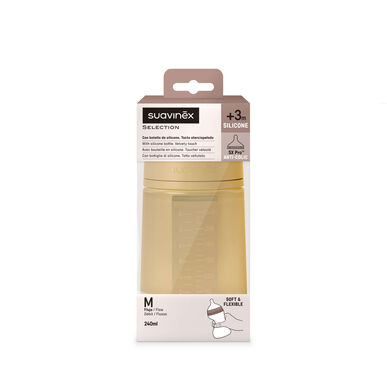 Suavinex Biberão de Silicone Tetina SX Pro Fluxo Médio Mostarda 240ml