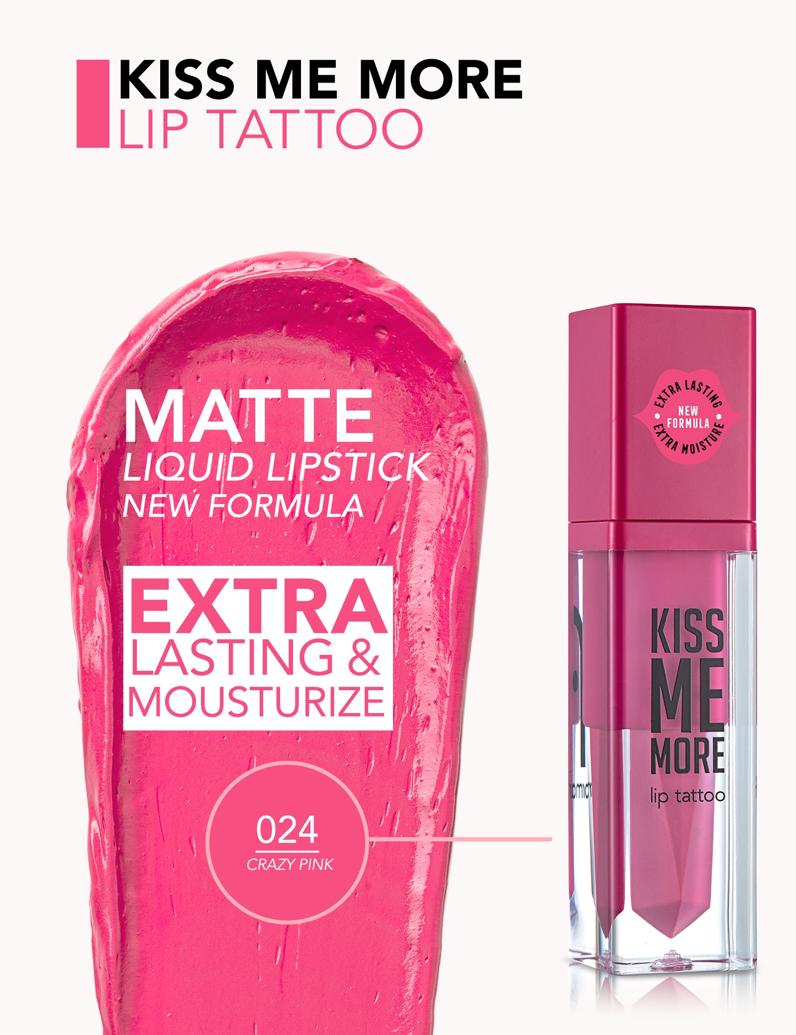 Flormar Kiss Me More Lip Tattoo 24 Crazy Pink