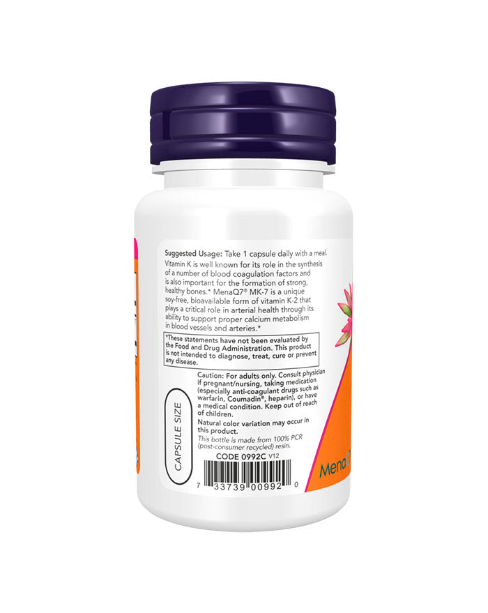 Vitamina Mk7 K2 (60 caps) | Now Foods