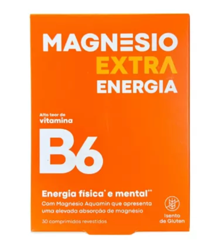 Frasco de Magnésio Extra Energia com Vitamina B6 – suplemento para energia, cansaço e fadiga
