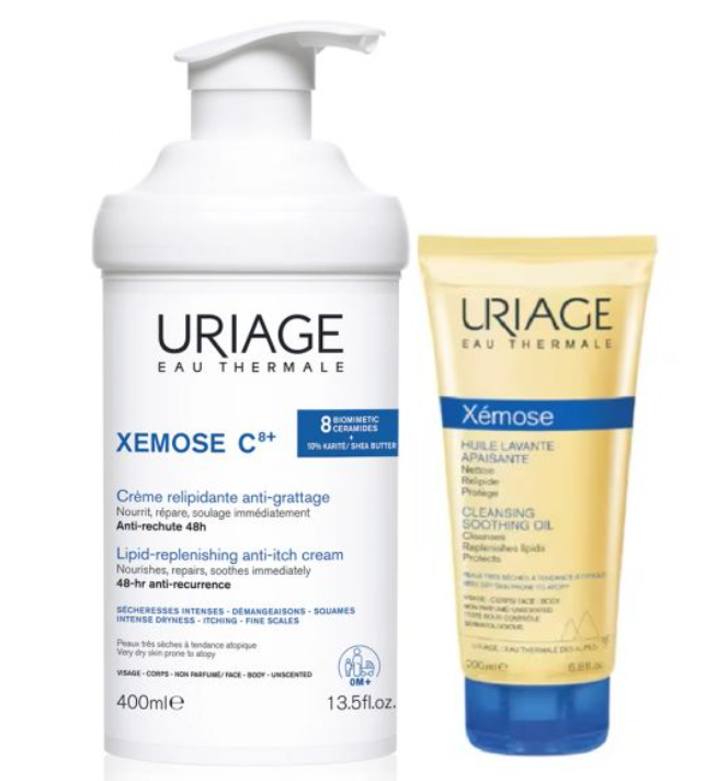 Uriage Xémose C8+ Creme Relipidante 400ml + Óleo Lavante 200ml