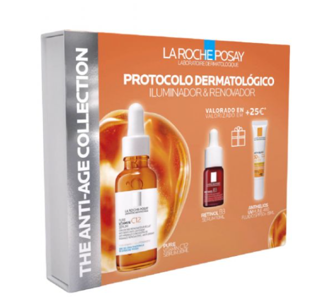 La Roche Posay Pure Vitamin C12 Sérum 30ml + Retinol B3 Sérum Sérum 10ml + Anthelios UVMune 400 Fluido Invisível FPS50+ Sem Perfume 15ml Coffret