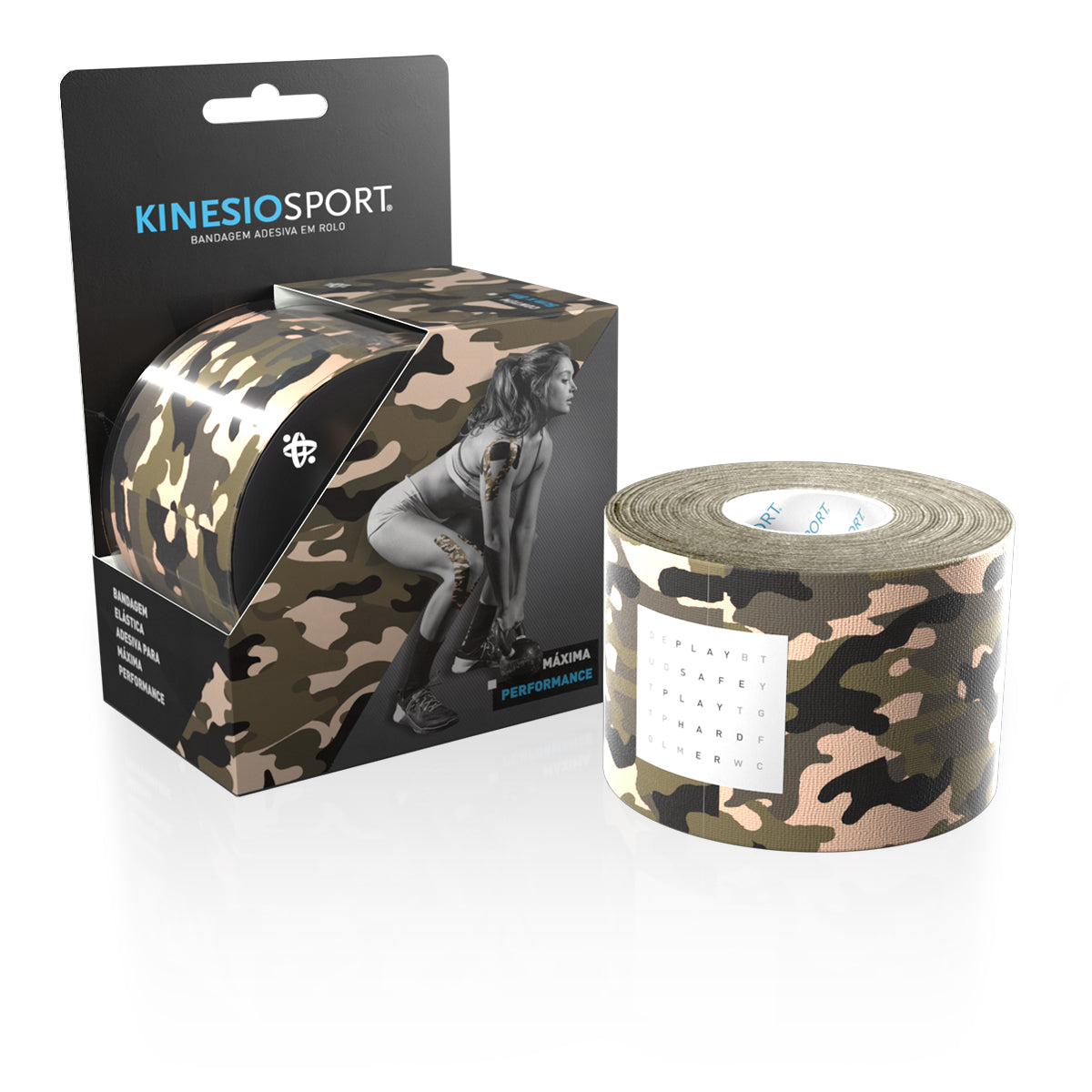 KinesioSport Fita Elástica Adesiva 5M x 5CM - Estampada Camuflada Militar