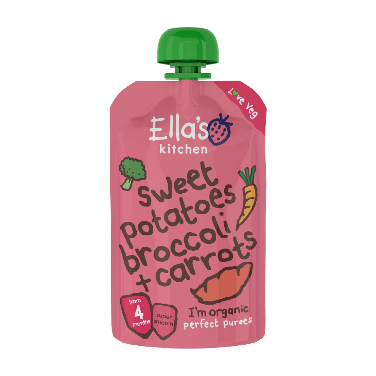 Ella's Kitchen – Puré Bio Batata Doce, Brócolos e Cenoura +4m 120g