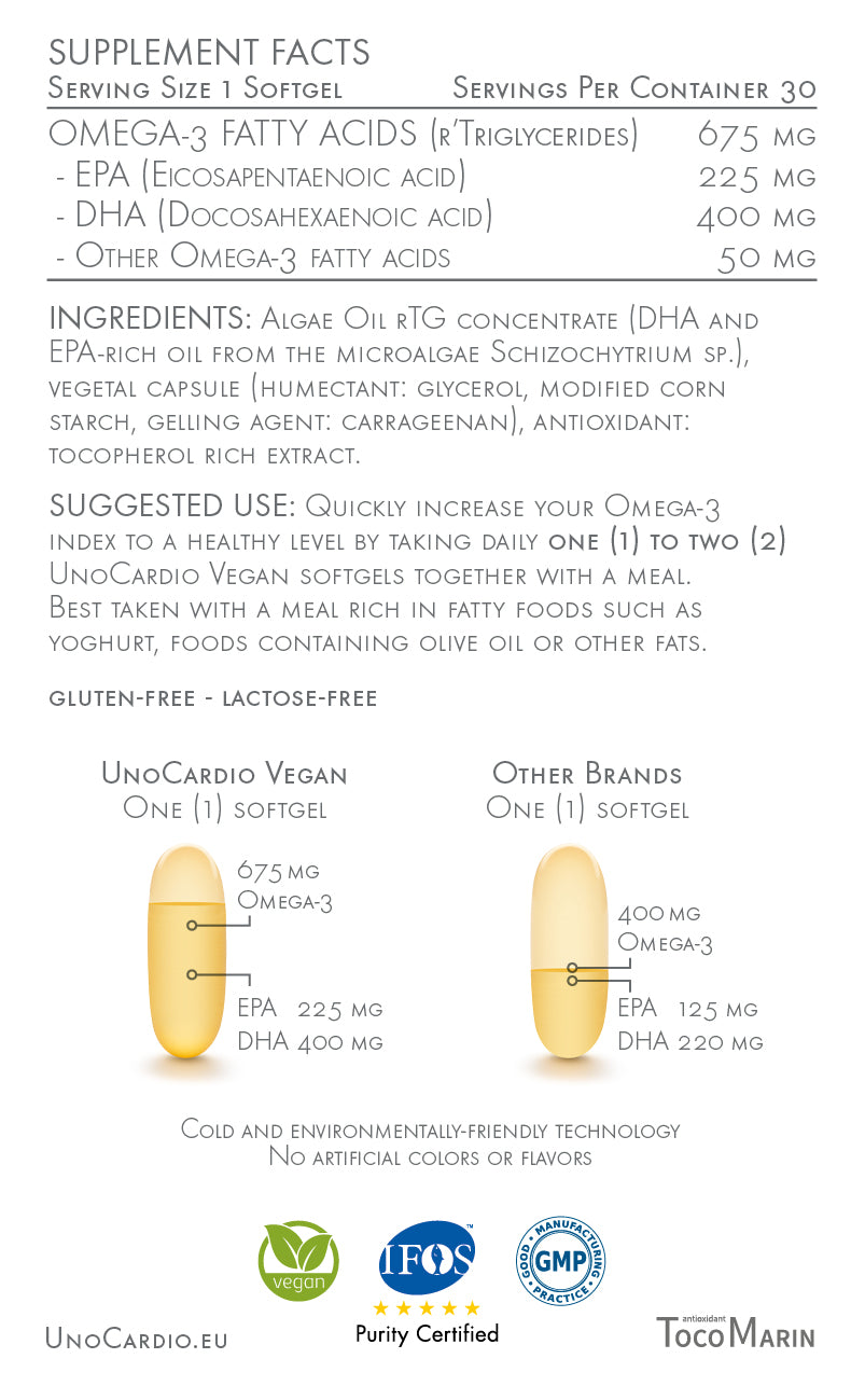 UnoCardio Vegan Ómega 3 (30 Caps) | WHC
