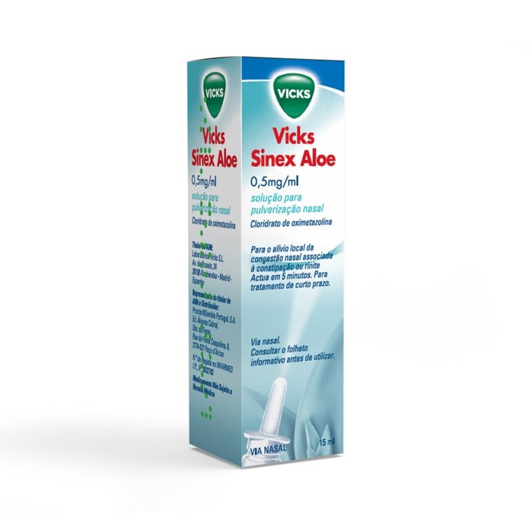 Vicks Sinex Aloé 0.5 mg/ml x15ml Solução Pulverização Nasal