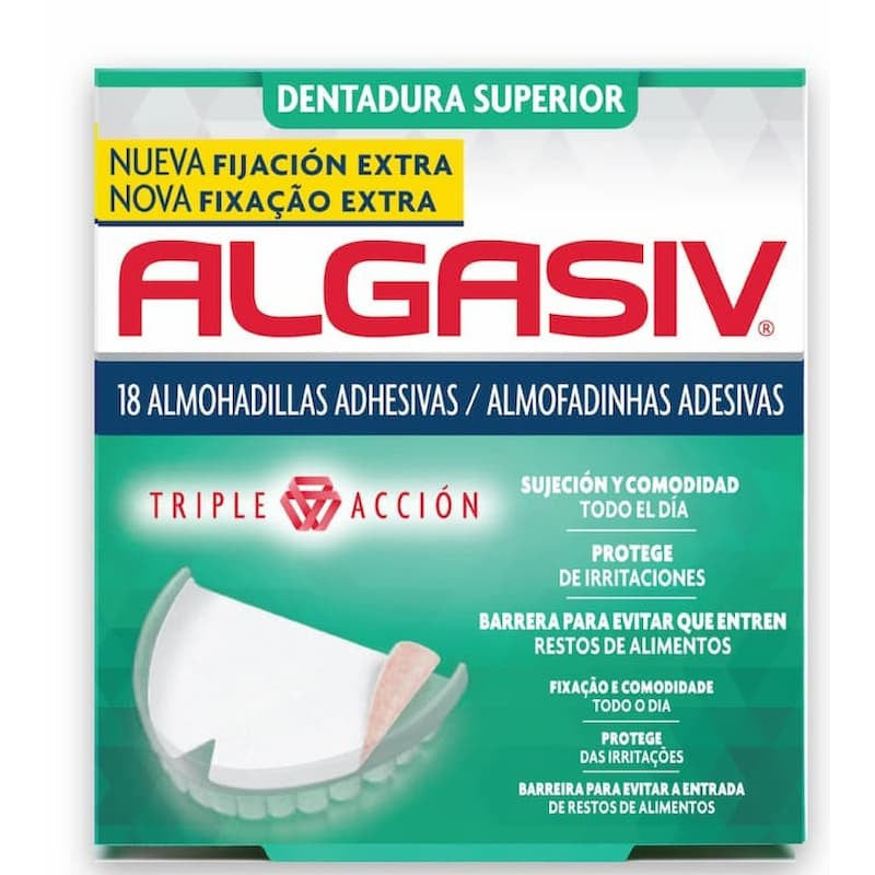 Algasiv Almofada Adesiva Prótese Dentária Superior 18 Unidades com Oferta de 12 Unidades