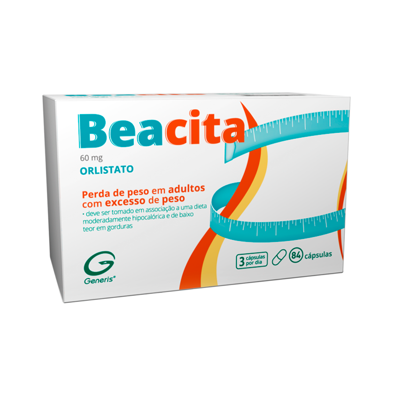 Beacita Orlistato 60 mg – embalagem com 84 cápsulas para emagrecimento
