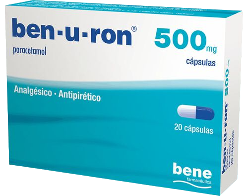 Ben-U-Ron 500mg – cápsulas analgésicas e antipiréticas para alívio da dor e febre, embalagem com 20 unidades