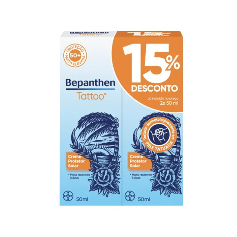 Bepanthen Tattoo Creme Protetor Solar FPS50+ 2x50ml 15% Desc.