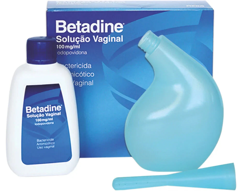 Frasco de Betadine Solução Vaginal 200 mL com aplicador – tratamento antisséptico de infeções vaginais