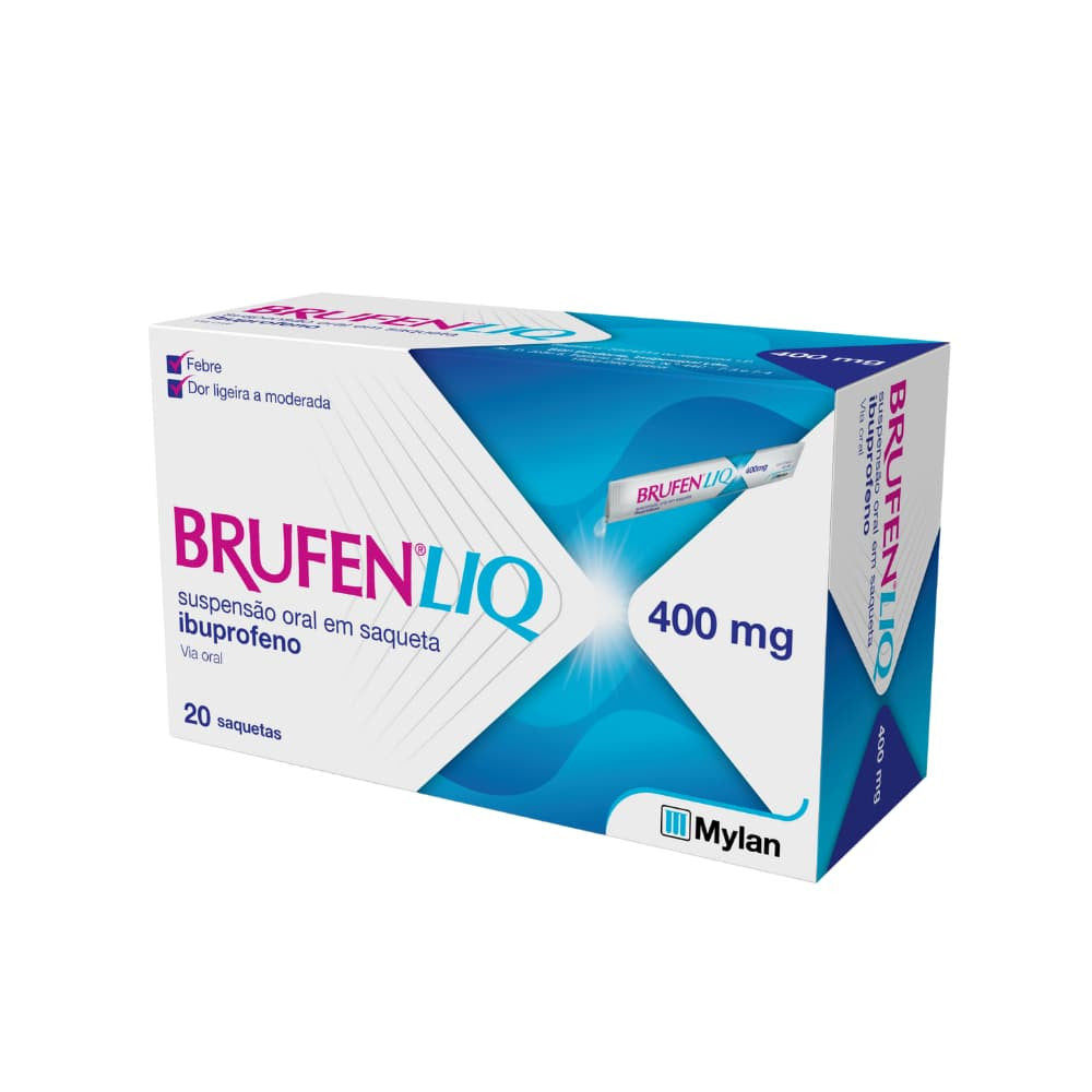 BrufenLIQ 400 mg – Suspensão oral para dores e febre, fácil de tomar e de rápida absorção.