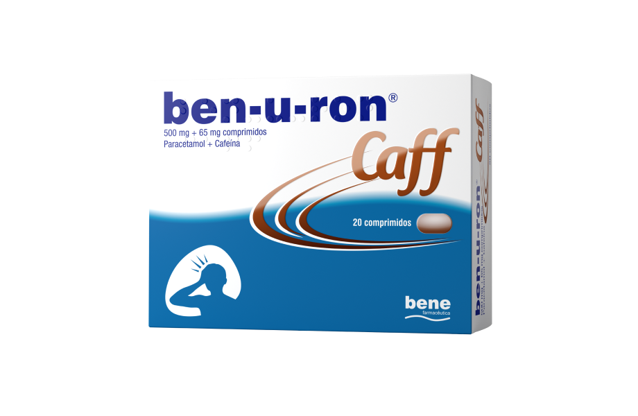 Ben-U-Ron Caff – comprimidos com paracetamol e cafeína para alívio eficaz da dor e febre, embalagem de 20 unidades