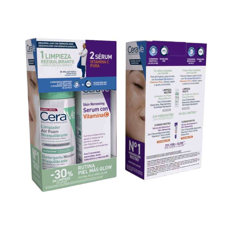 CeraVe Pack Air Foam Limpeza 148ml + Sérum Vitamina C 30ml