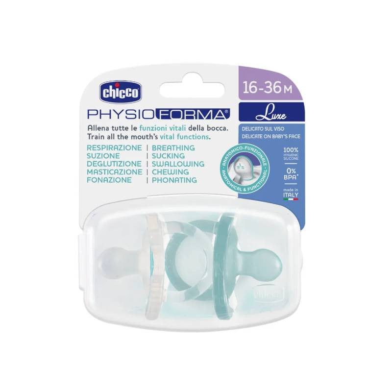 Chicco Chupetas PhysioForma Luxe Silicone Transparente/Azul 16-36M