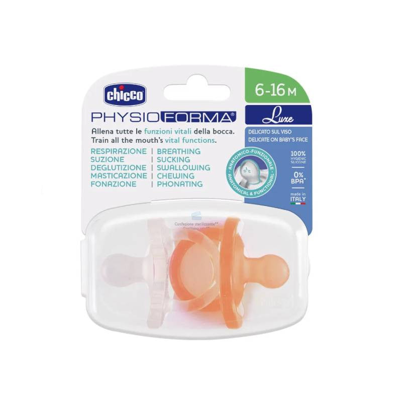 Chicco Chupetas PhysioForma Luxe Silicone Transparente/Laranja 6-16M