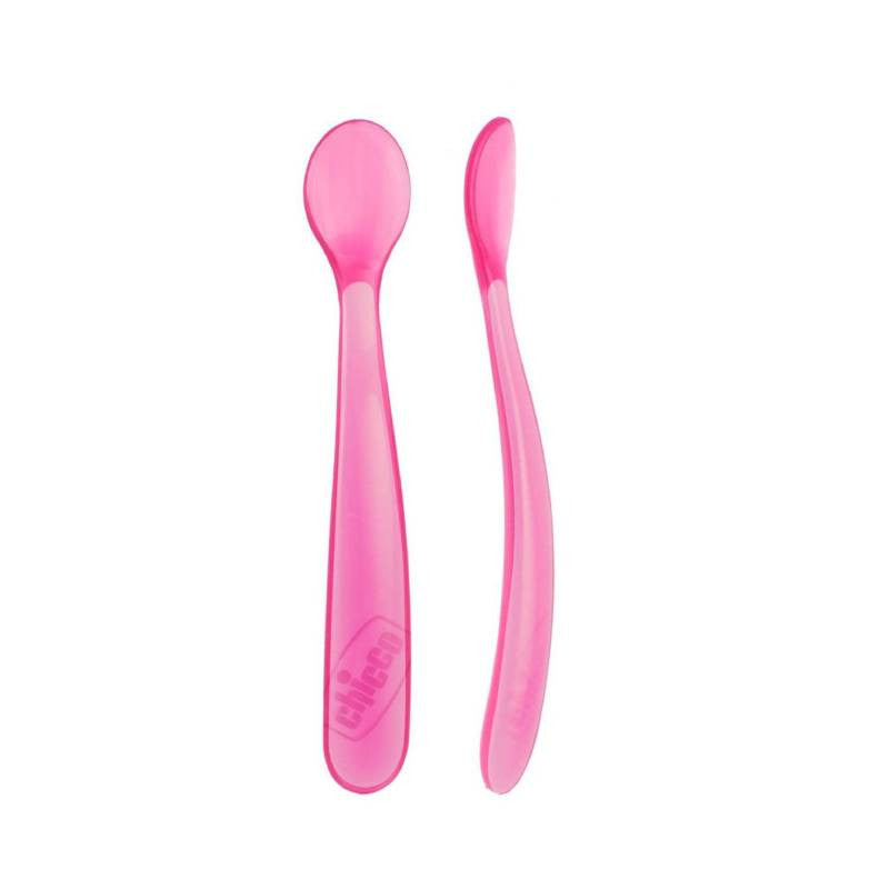 Chicco Colheres de Silicone Rosa 6M+