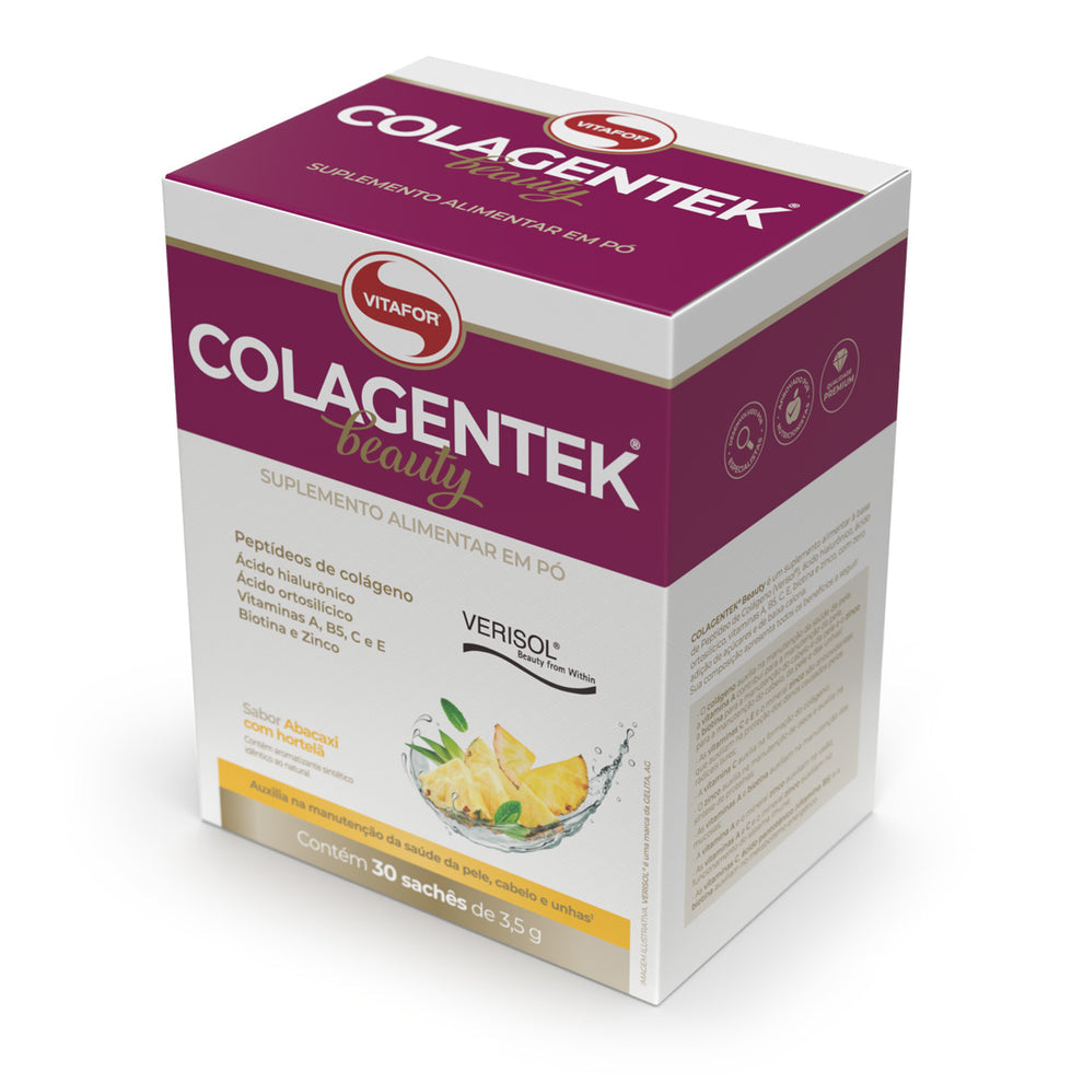 Vitafor, Colagentek® Beauty Piña y Menta, 30 Sobres