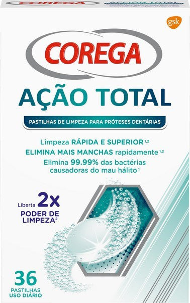 Corega Acao Total Pastilhas Limp Diaria X36