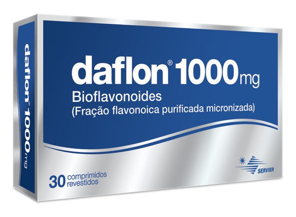 Embalagem de Daflon 1000 mg 30 comprimidos – tratamento para circulação venosa e hemorroidas