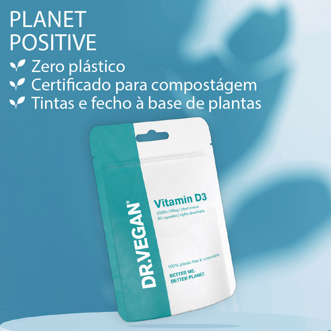 DR.VEGAN Daily Vitamin D3, 2500 UI (63mcg) | 30 Cápsulas Veganas | Uma por dia