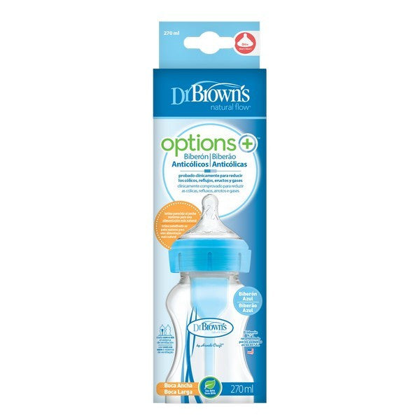 Dr. Browns Options Biberão Larg Tetina Silicone 270mL Azul 165097.9