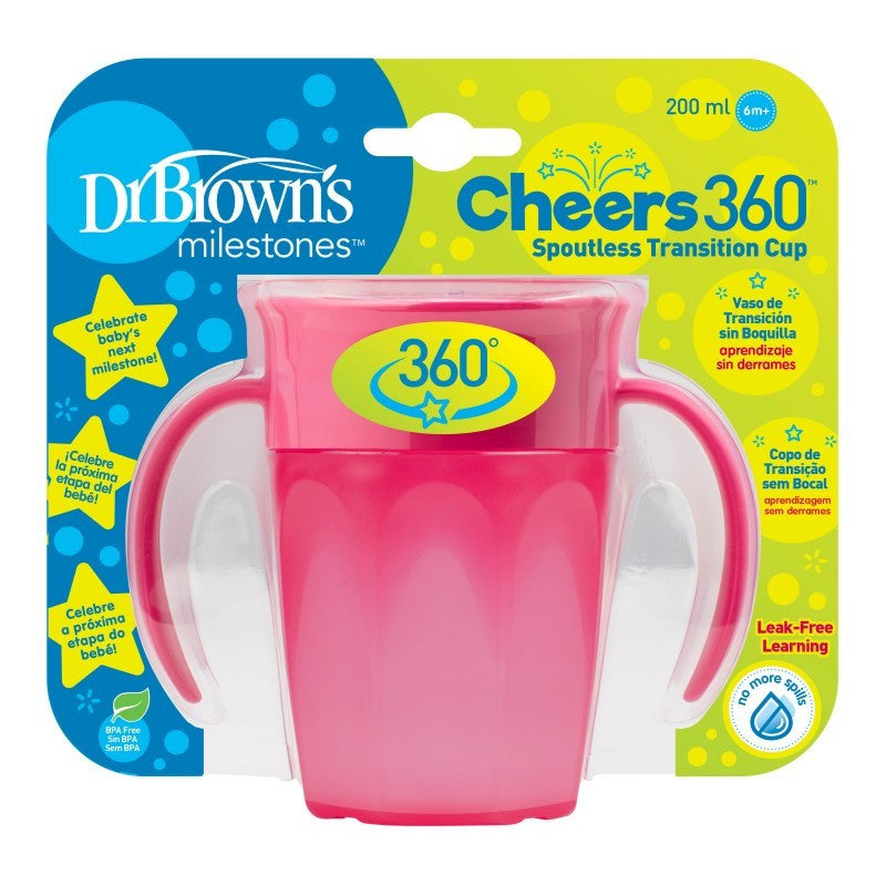 Dr. Browns Vaso 360 S/Boquilha Rosa C/Asas 200mL 192457.5