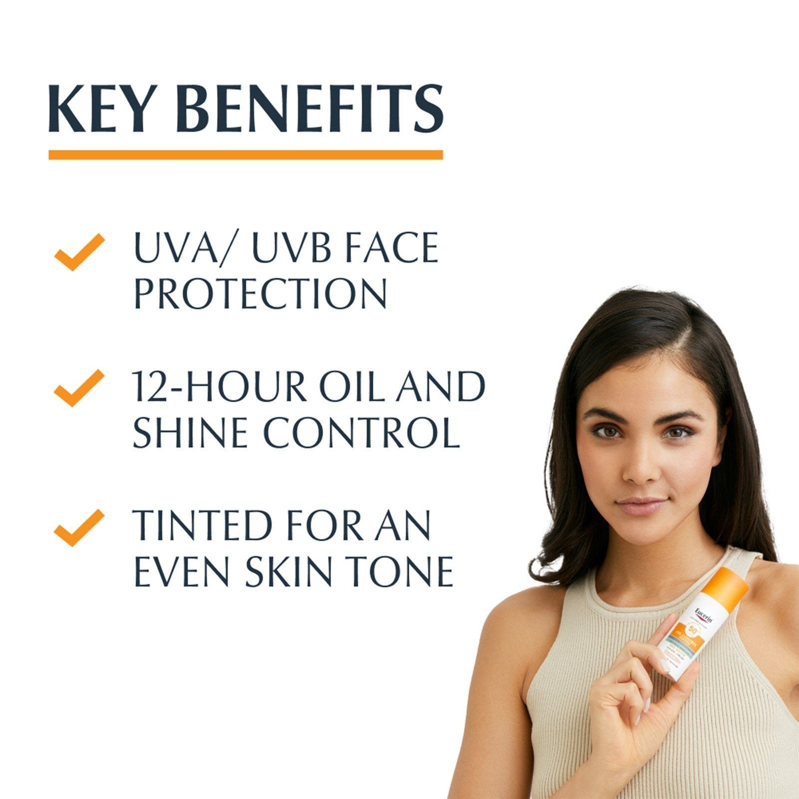 Eucerin Sun Oil Control Gel-Creme com Cor Toque Seco FPS50+ Médio 50ml (1,69 fl oz)