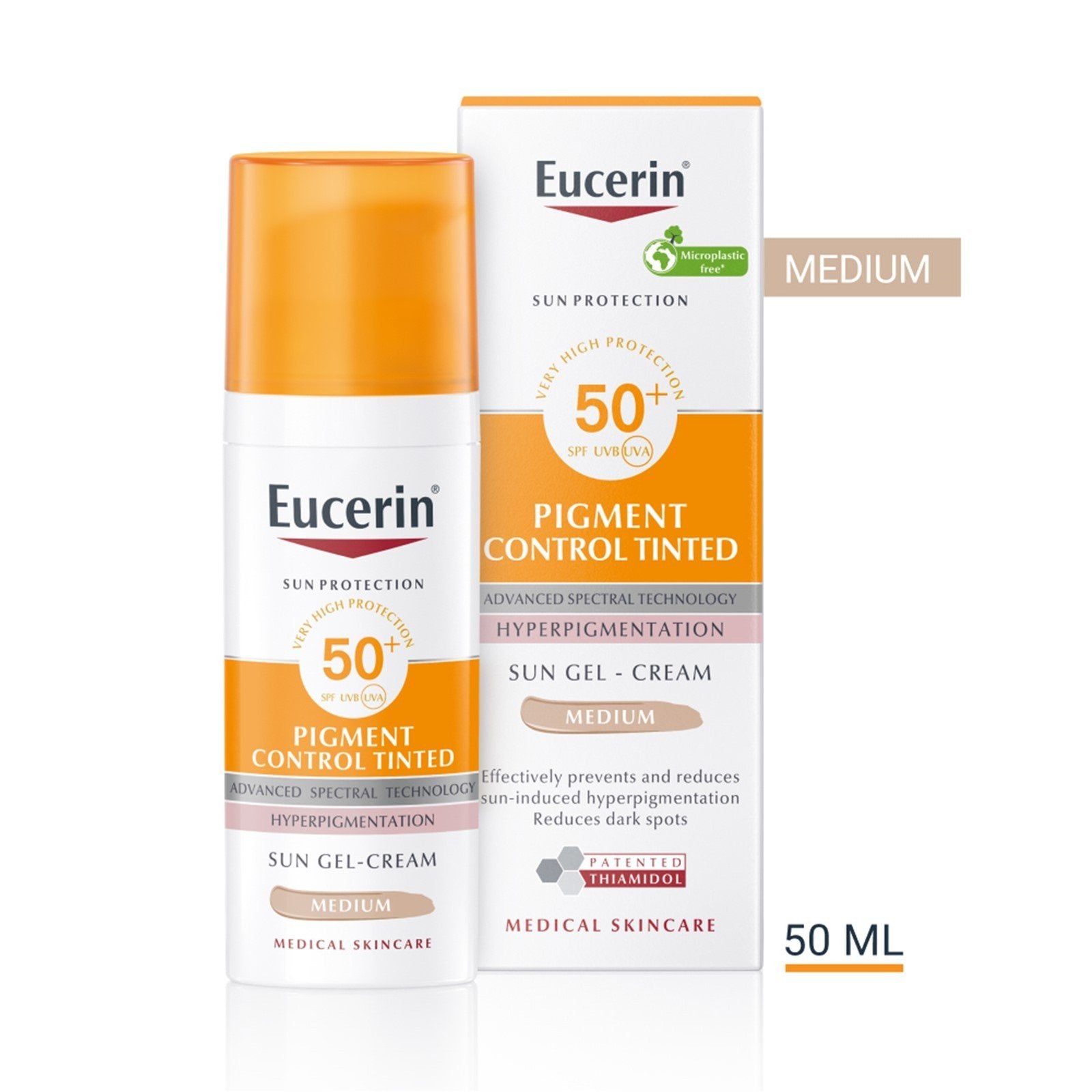 Eucerin Sun Pigment Control Gel-Creme Solar com Cor FPS 50+ Médio 50ml (1,69 fl oz)