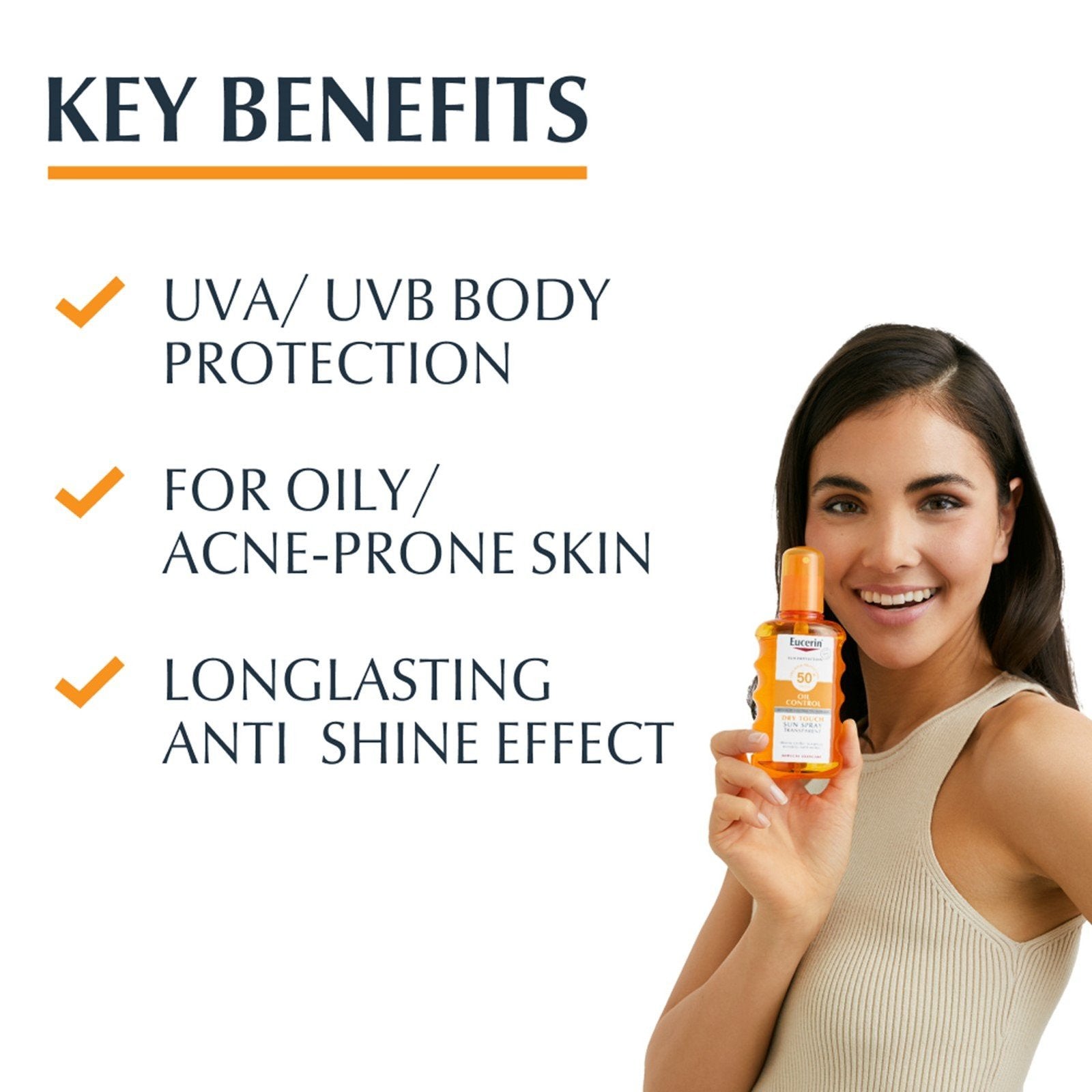 Eucerin Sun Oil Control Spray Solar Toque Seco Transparente FPS50+ 200ml (6,76 fl oz)