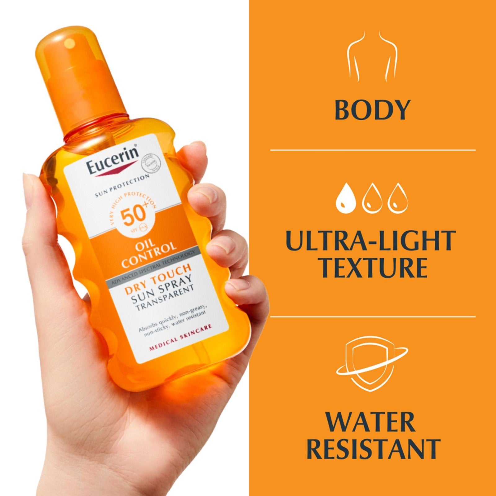 Eucerin Sun Oil Control Spray Solar Toque Seco Transparente FPS50+ 200ml (6,76 fl oz)