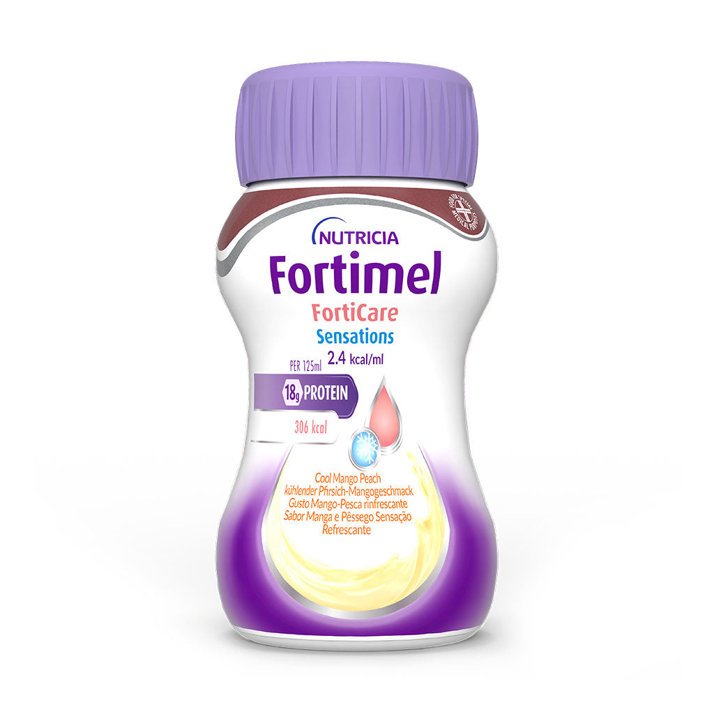 Fortimel Forticare Pêssego Manga 4x125mL – Suplemento oncológico hipercalórico e hiperproteico